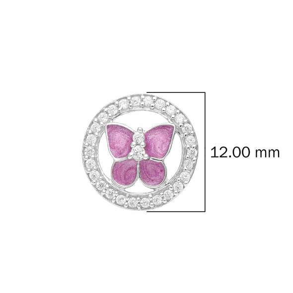 Pink Enamel Butterfly Stud Earring – Sterling Silver