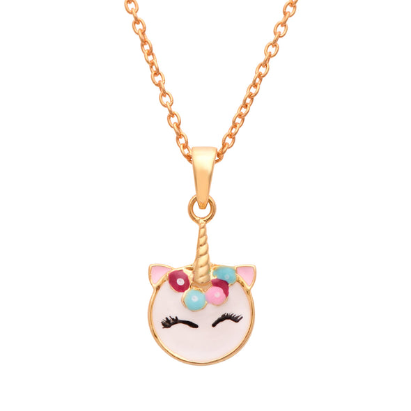 Kids Unicorn Necklace – Sterling Silver Gold Plating & Enamel