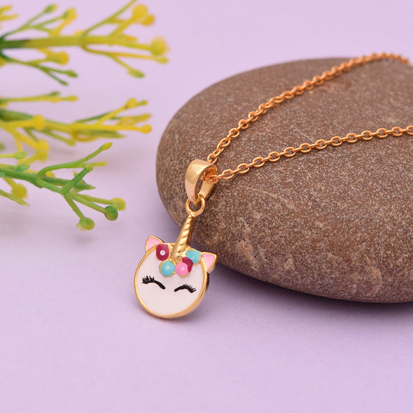 Kids Unicorn Necklace – Sterling Silver Gold Plating & Enamel