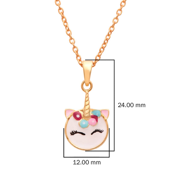 Kids Unicorn Necklace – Sterling Silver Gold Plating & Enamel