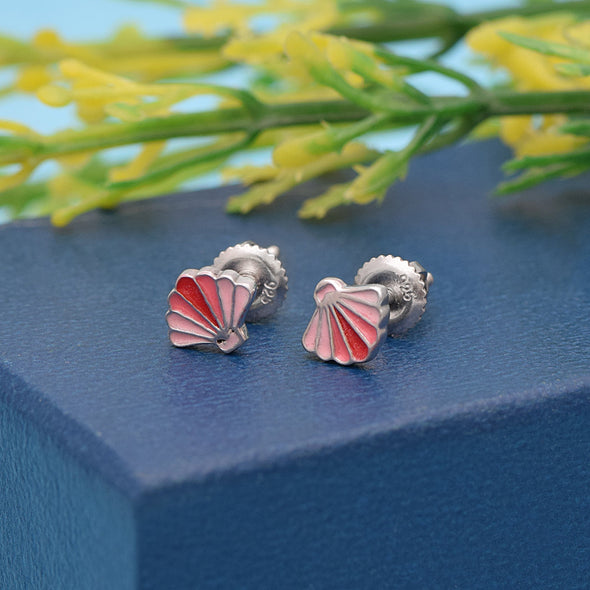 Pink Seashell Kids Earrings – Sterling Silver