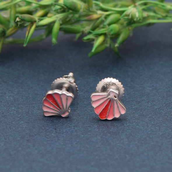 Pink Seashell Kids Earrings – Sterling Silver