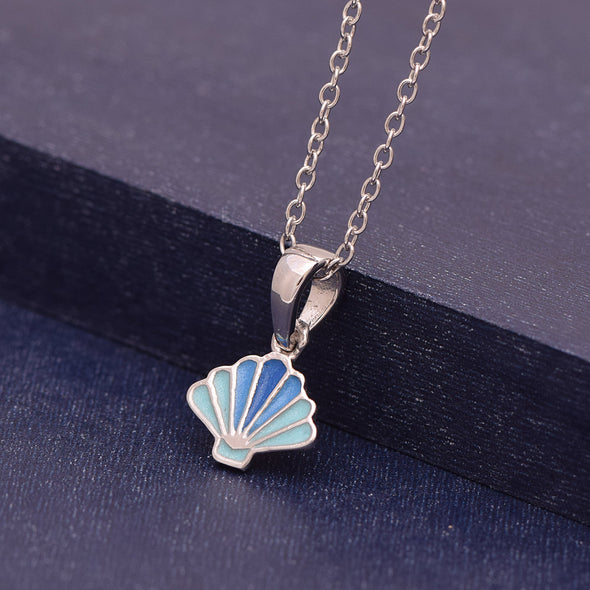 Blue Shell Pendant Necklace – Sterling Silver