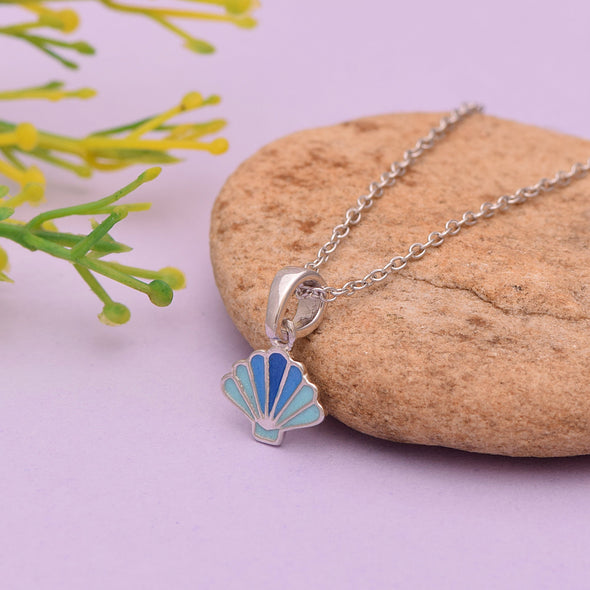 Blue Shell Pendant Necklace – Sterling Silver