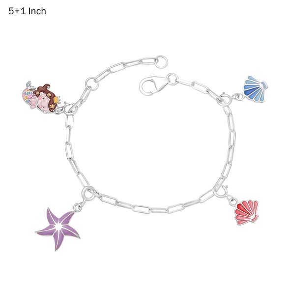 Mermaid & Seashell Charm Bracelet – Sterling Silver for Kids