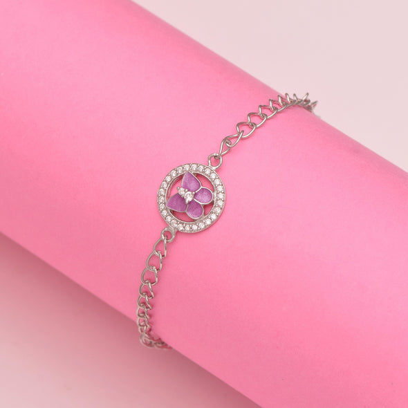 Pink Enamel Butterfly Charm Bracelet – Sterling Silver