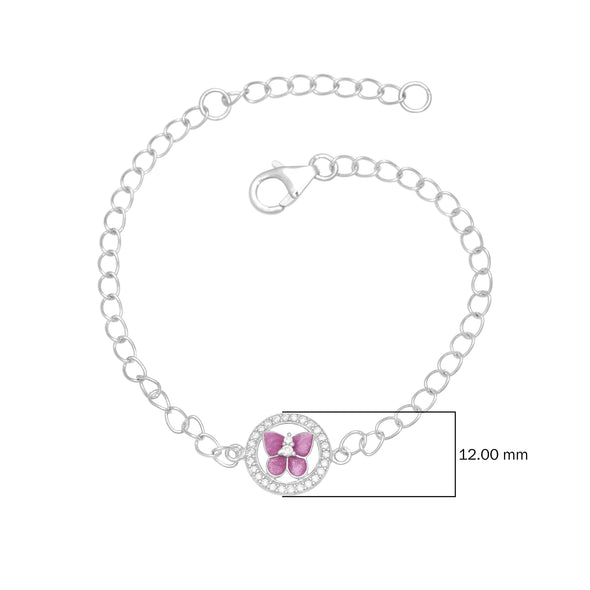 Pink Enamel Butterfly Charm Bracelet – Sterling Silver