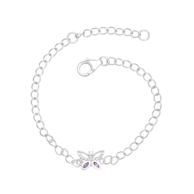 Amethyst Marquise Butterfly Charm Bracelet – Sterling Silver