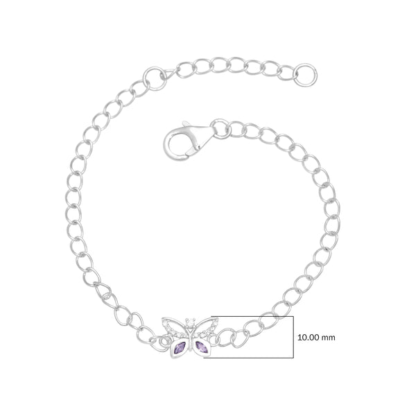 Amethyst Marquise Butterfly Charm Bracelet – Sterling Silver