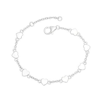 Multi Heart Station Charm Bracelet – Sterling Silver