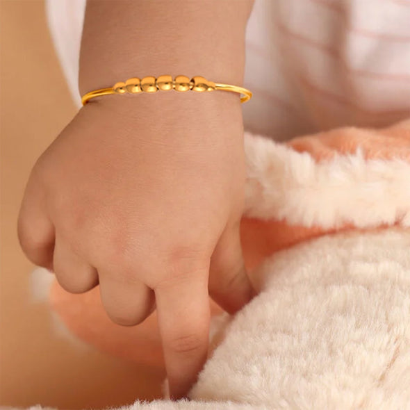 Beaded Bangle Bracelet-Sterling Silver Gold Plated