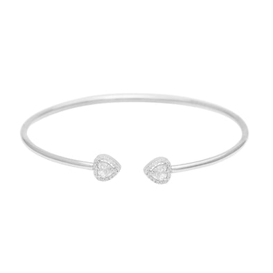 White Stone Pear Cut Open Bangle – Sterling Silver