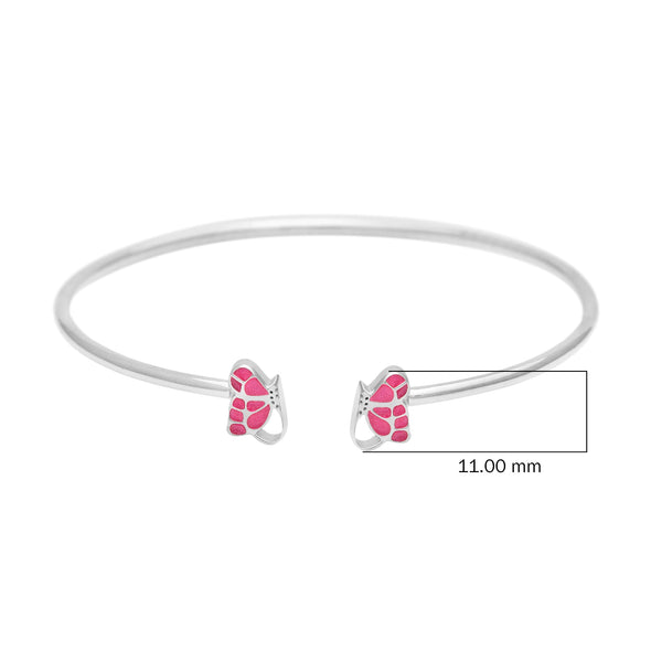 Pink Butterfly Open Bangle – Sterling Silver