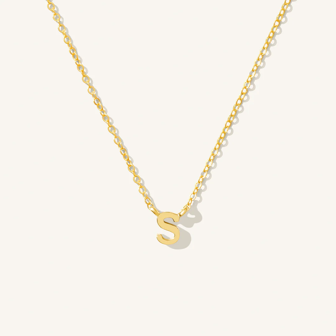 A to Z Initial Alphabet Studs Necklace – Sterling Silver Yellow Plated