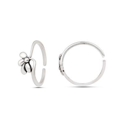 Half Floral Toe Ring - Sterling Silver