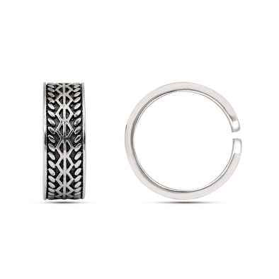 Oxidized Woven Pattern Toe Ring - Sterling Silver