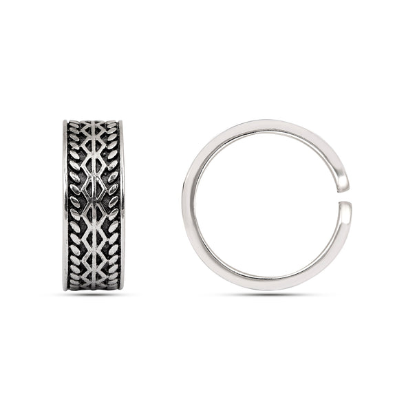 Oxidized Woven Pattern Toe Ring - Sterling Silver