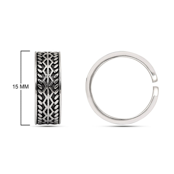 Oxidized Woven Pattern Toe Ring - Sterling Silver