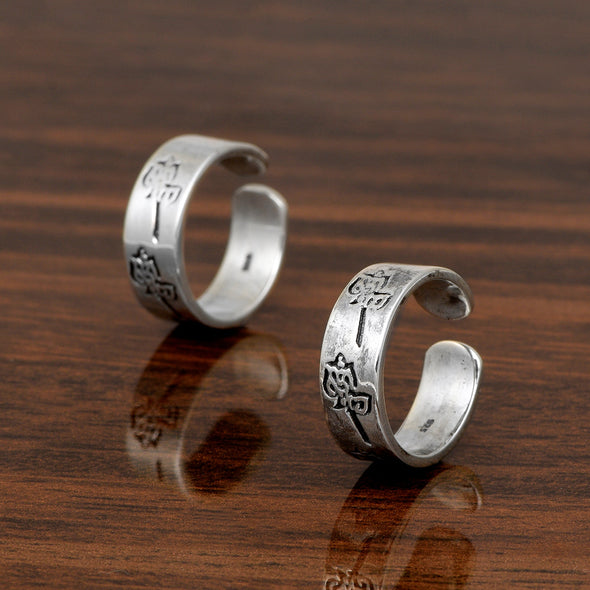 Oxidized Rose Pattern Toe Ring - Sterling Silver