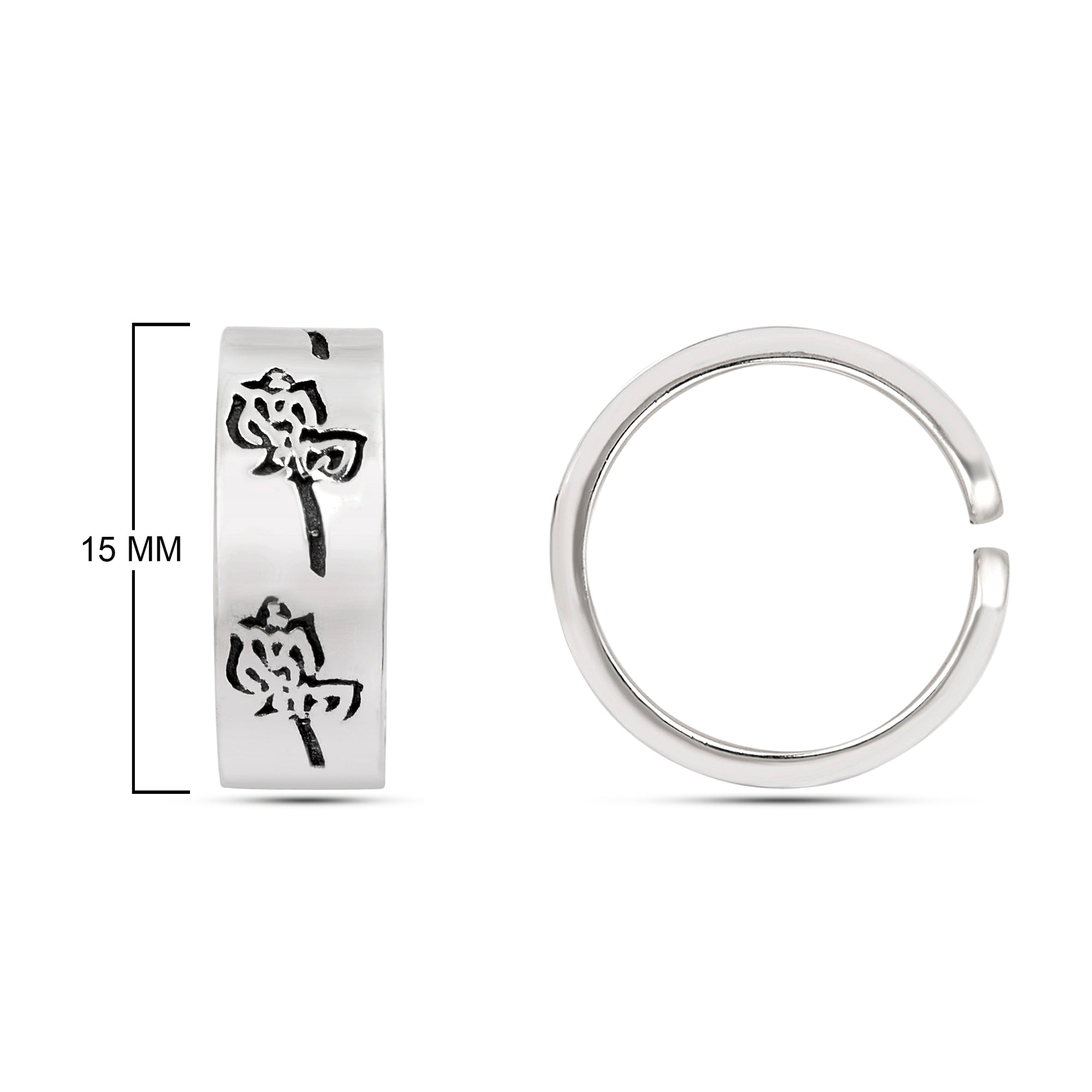 Oxidized Rose Pattern Toe Ring - Sterling Silver