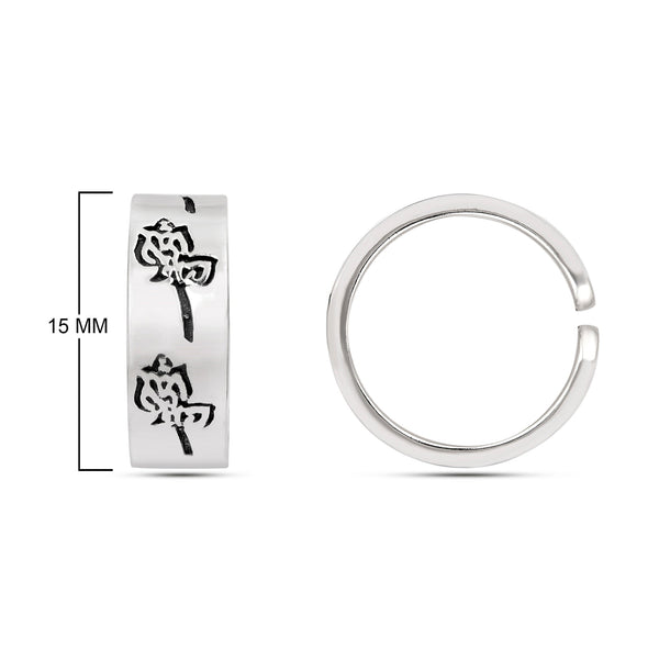 Oxidized Rose Pattern Toe Ring - Sterling Silver