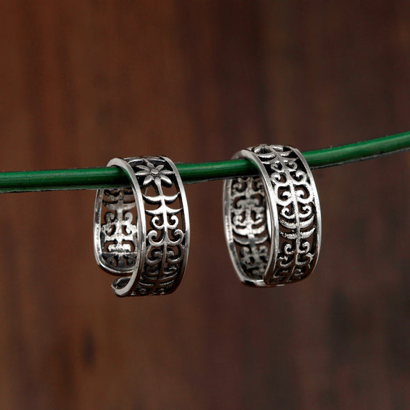 Floral Scroll Oxidized Toe Ring - Sterling Silver