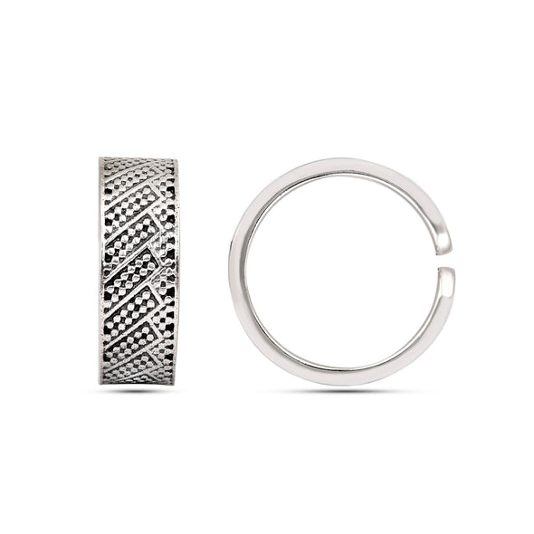 Geometric Pattern Oxidized Toe Ring - Sterling Silver