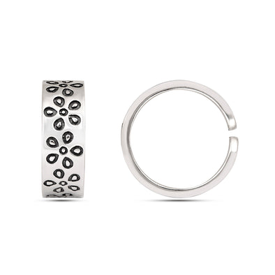 Petite Floral Oxidized Toe Ring - Sterling Silver