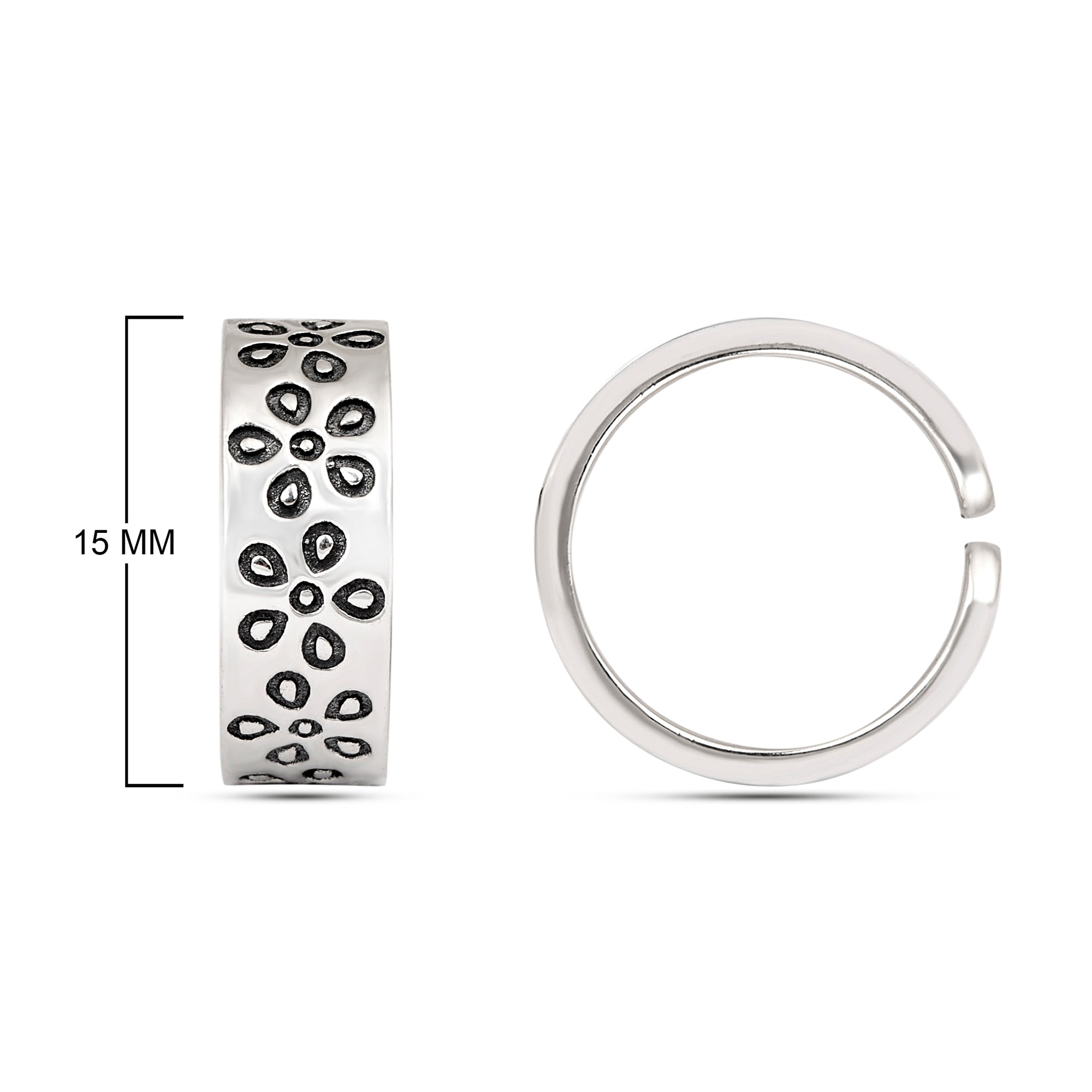 Petite Floral Oxidized Toe Ring - Sterling Silver