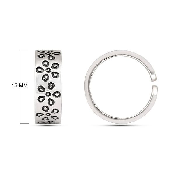 Petite Floral Oxidized Toe Ring - Sterling Silver