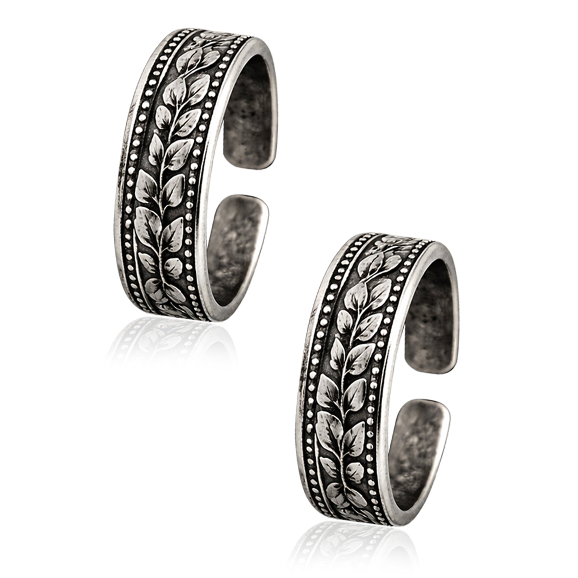 Leaf Vine Adjustable Toe Ring - Sterling Silver Oxidized