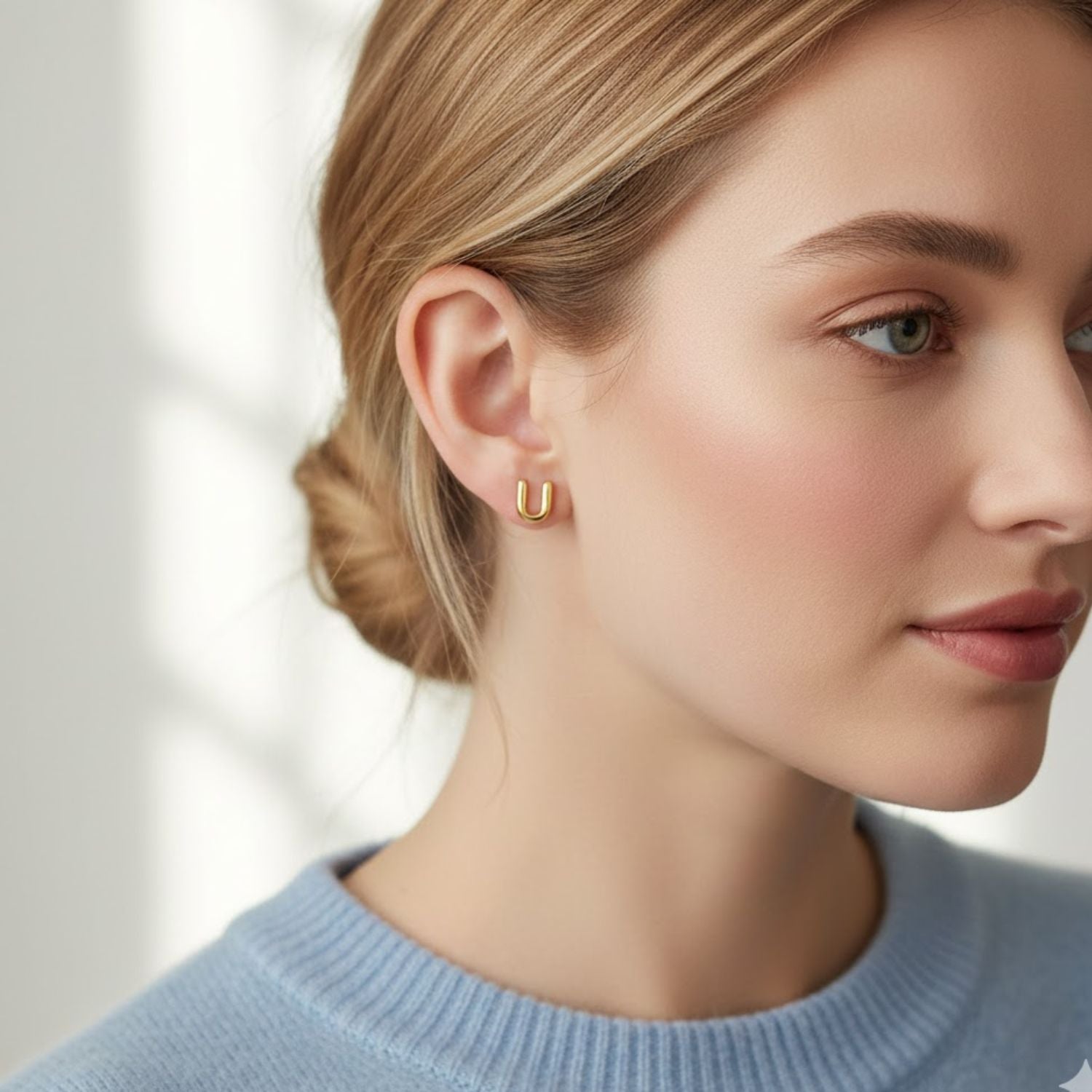 A to Z Initial Alphabet Studs Earrings – Sterling Silver Yellow Plated