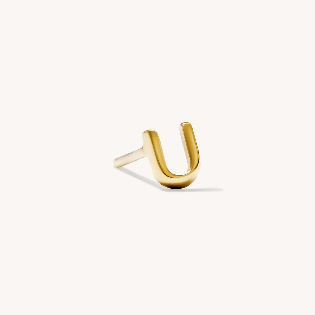 A to Z Initial Alphabet Studs Earrings – Sterling Silver Yellow Plated