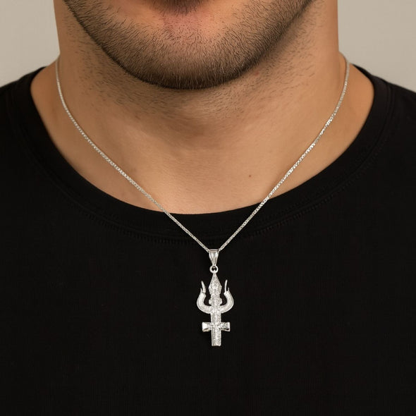 Trishul Damru Pendant - Sterling Silver