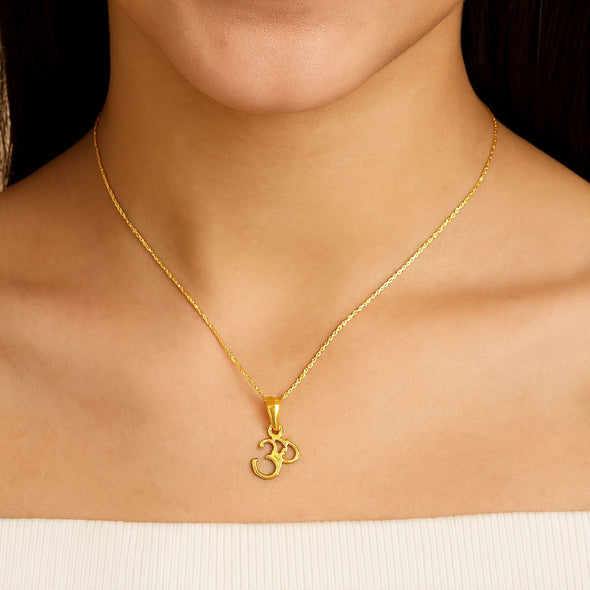 Om Pendant Religious Necklace - Sterling Silver