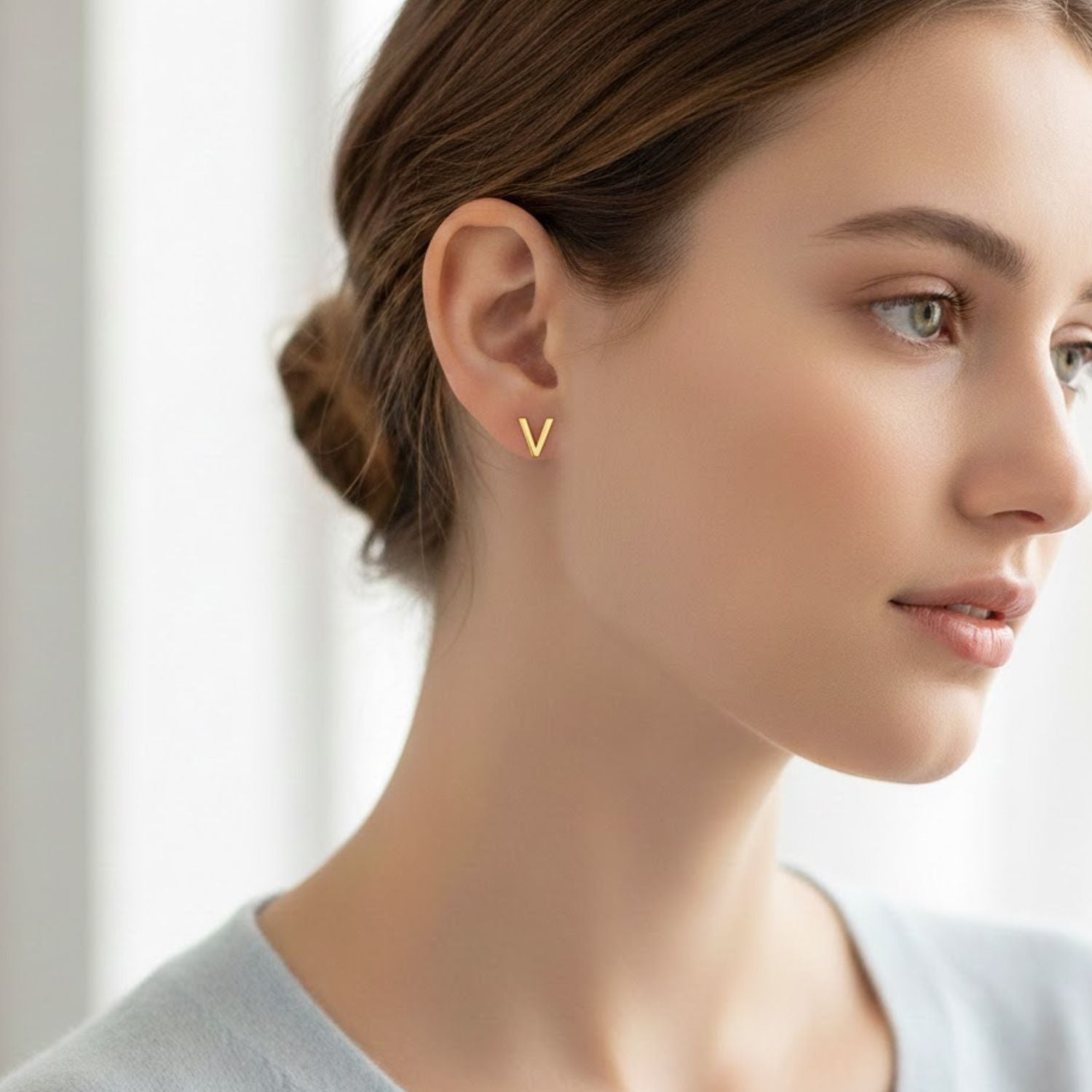 A to Z Initial Alphabet Studs Earrings – Sterling Silver Yellow Plated