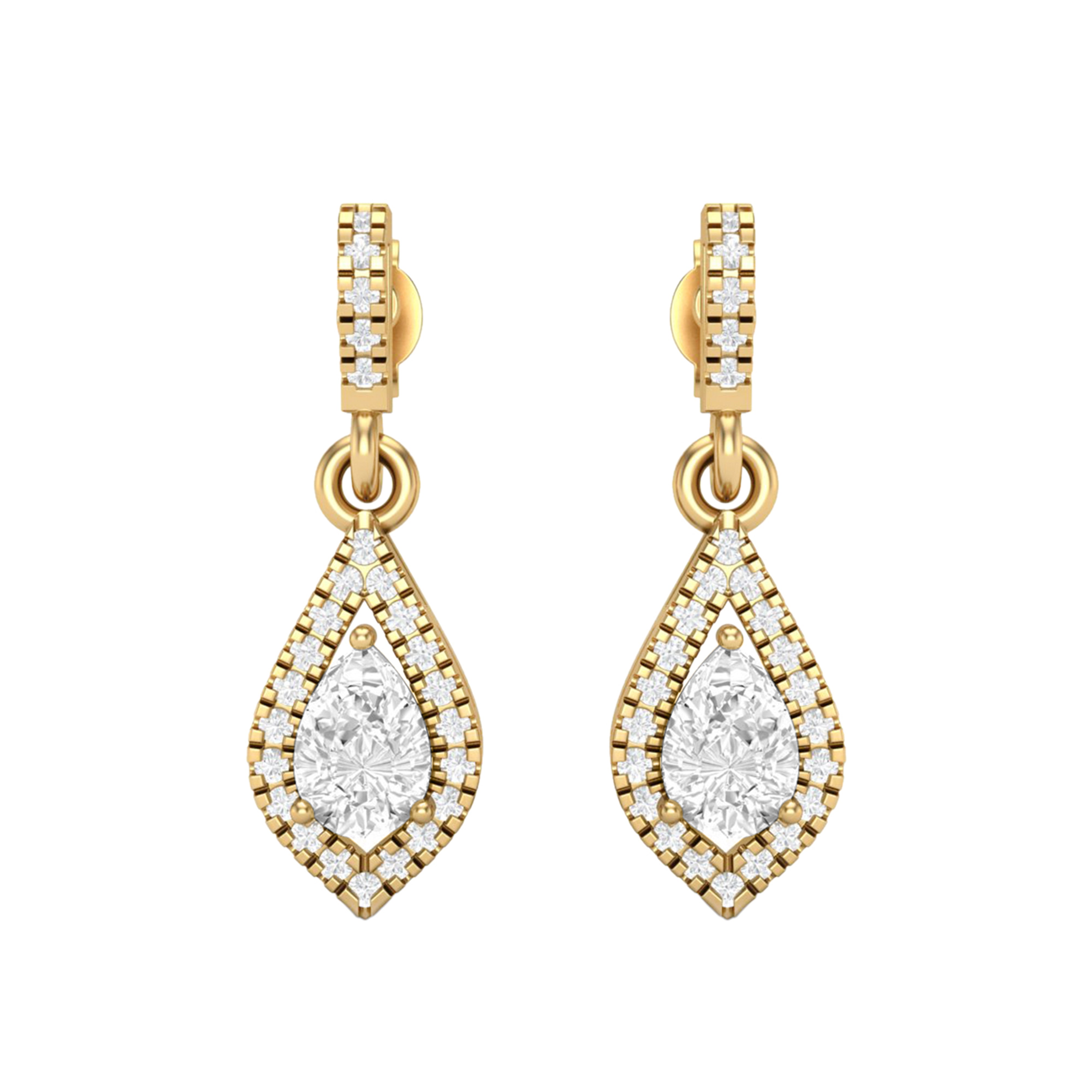 White CZ Pear Drop Earring - Yellow Plated Sterling Silver