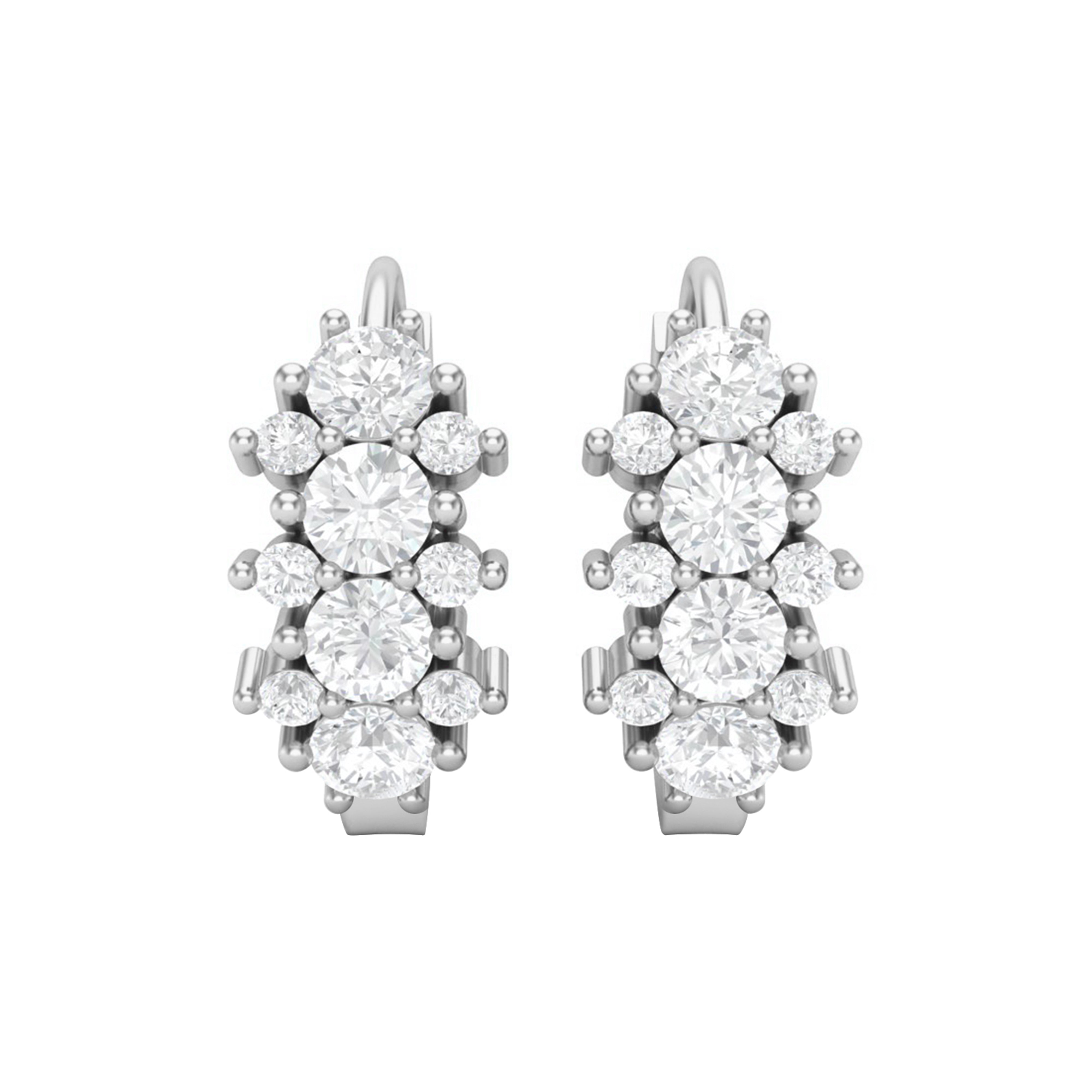 White CZ Round Hoop Earrings – Sterling Silver Yellow Plated