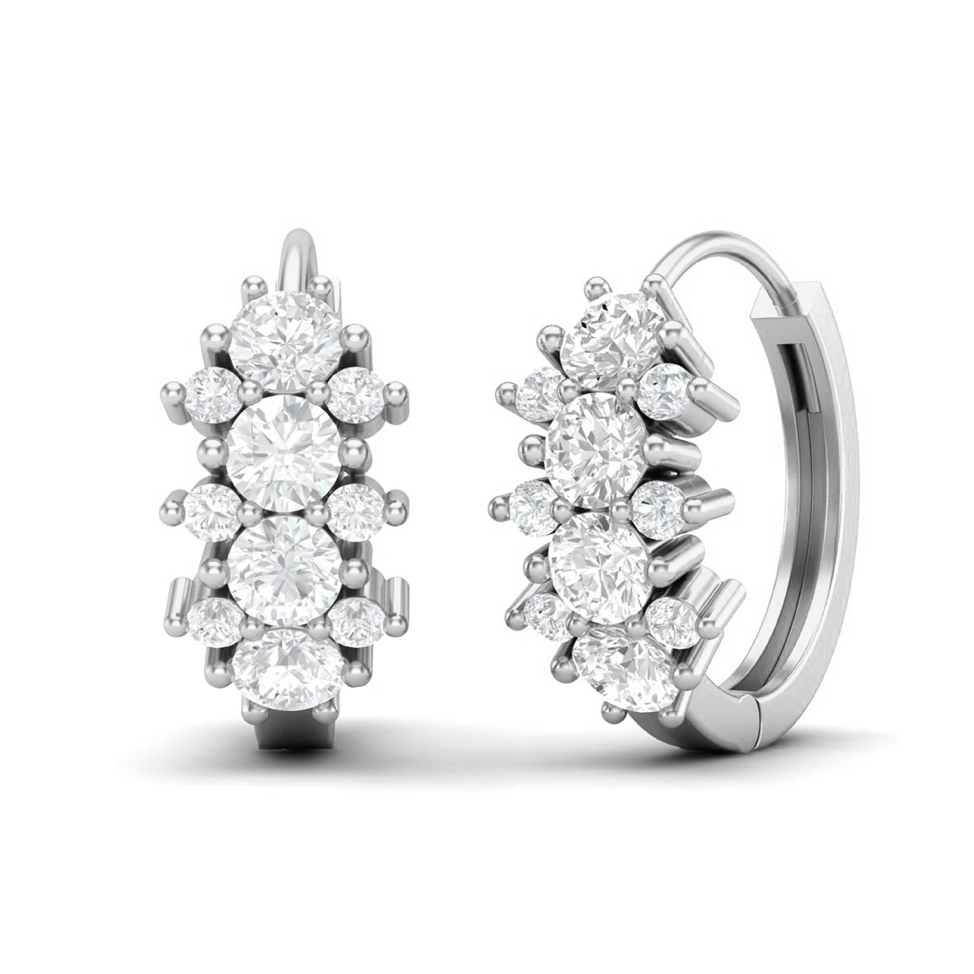 White CZ Round Hoop Earrings – Sterling Silver Yellow Plated