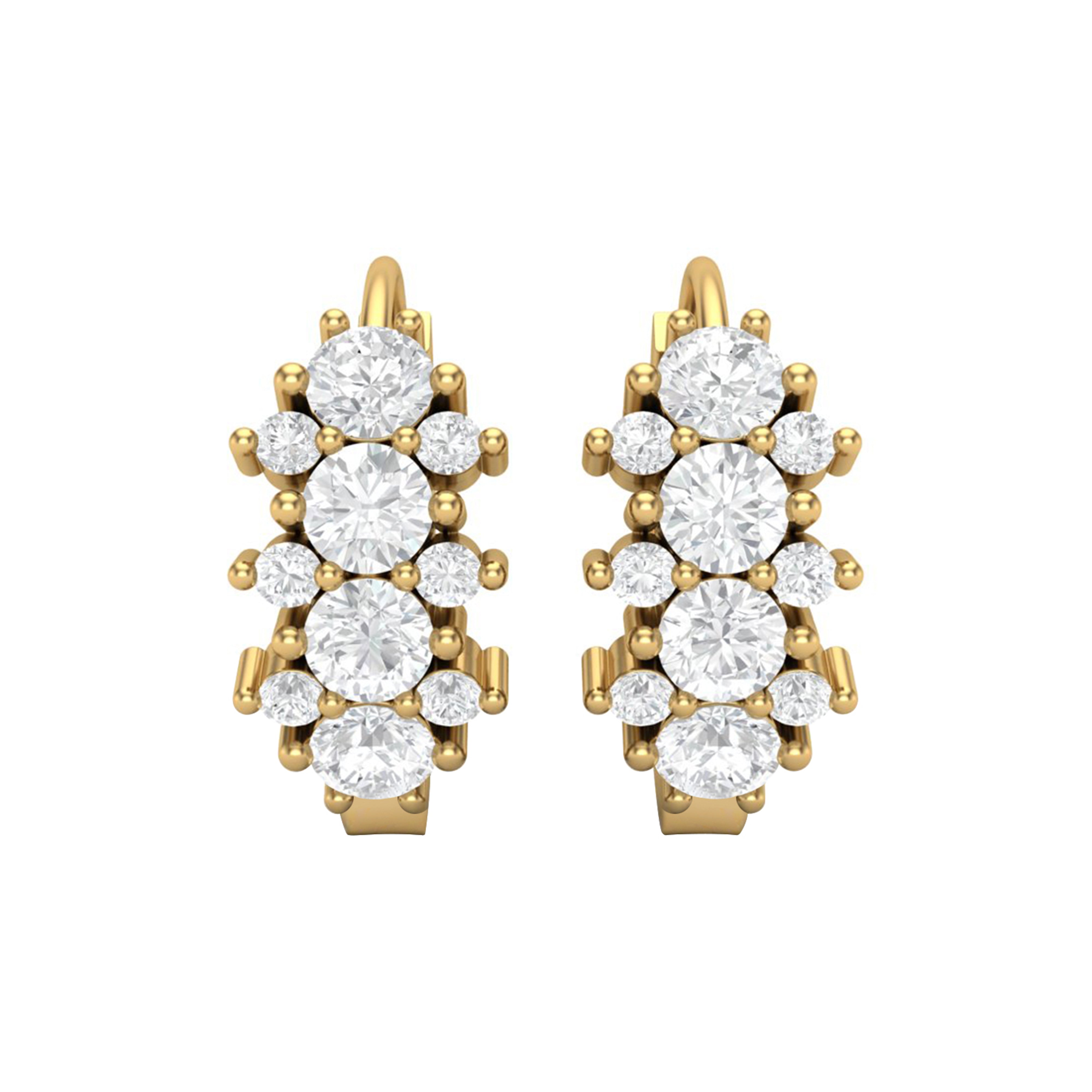 White CZ Round Hoop Earrings – Sterling Silver Yellow Plated
