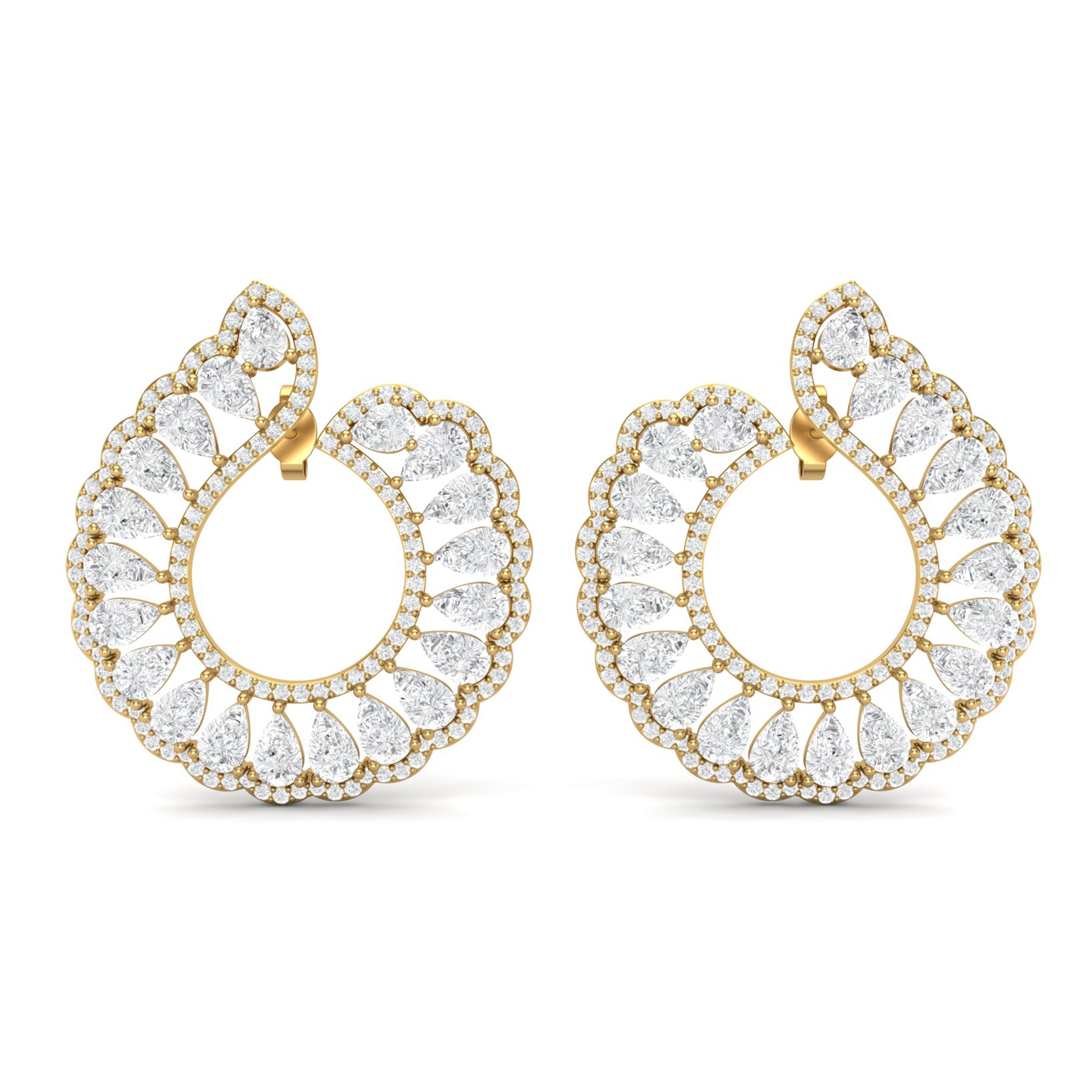 White CZ Hoop Earrings - Sterling Silver Yellow gold plated