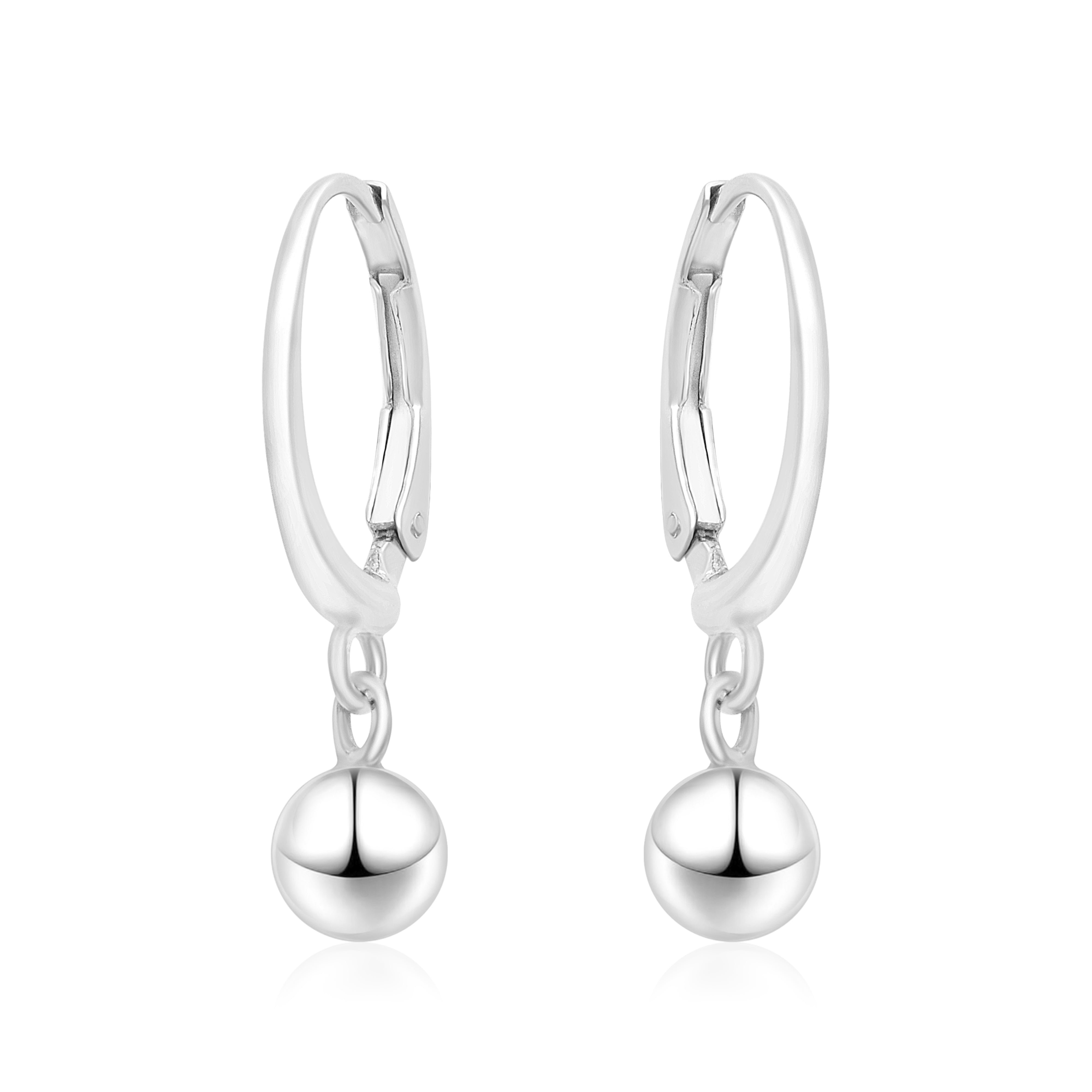 Gold Plated Ball Drop Hoop Earrings - Sterling Silver