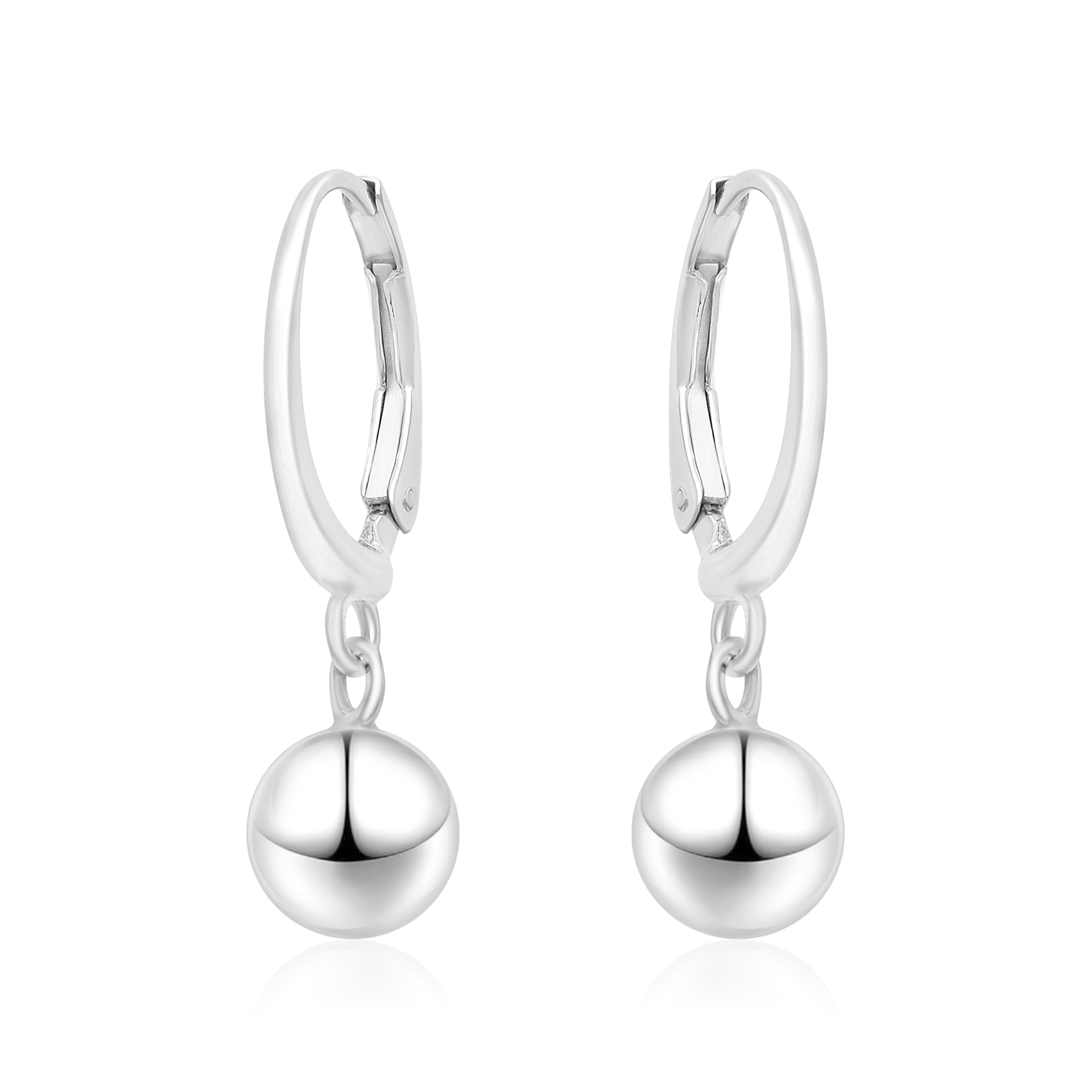 Gold Plated Ball Drop Hoop Earrings - Sterling Silver