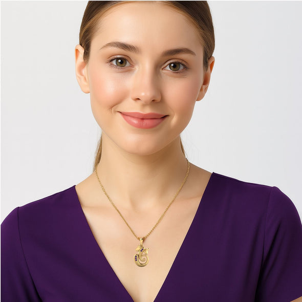 Amethyst OM Ganesha Necklace - Sterling Silver