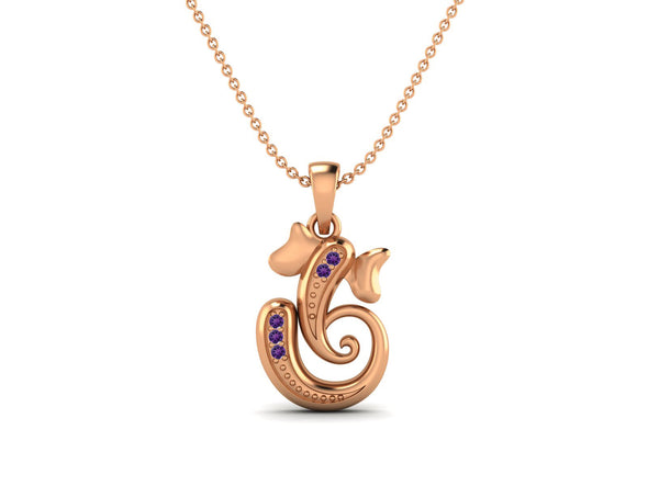 Amethyst OM Ganesha Necklace - Sterling Silver
