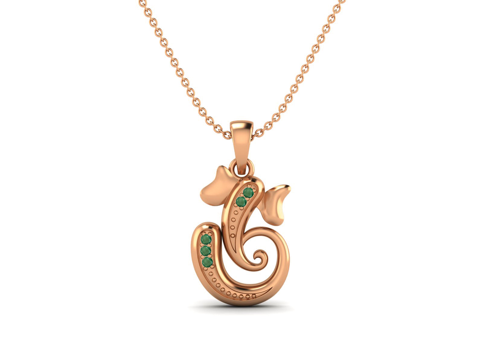 Emerald OM Ganesha Necklace - Sterling Silver