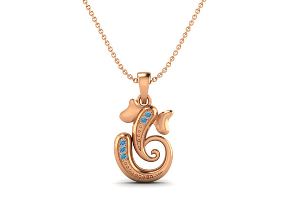 Swiss Blue Topaz OM Ganesha Necklace - Sterling Silver