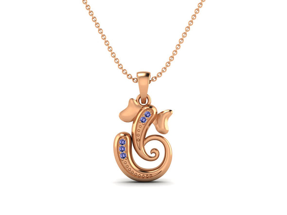 Tanzanite OM Ganesha Necklace - Sterling Silver