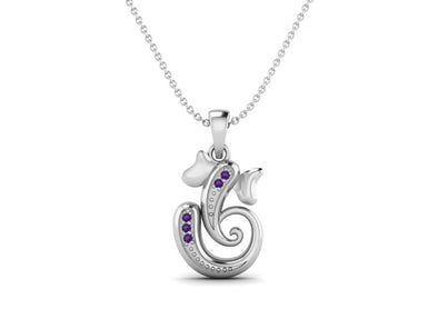 Amethyst OM Ganesha Necklace - Sterling Silver