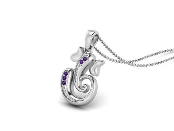 Amethyst OM Ganesha Necklace - Sterling Silver
